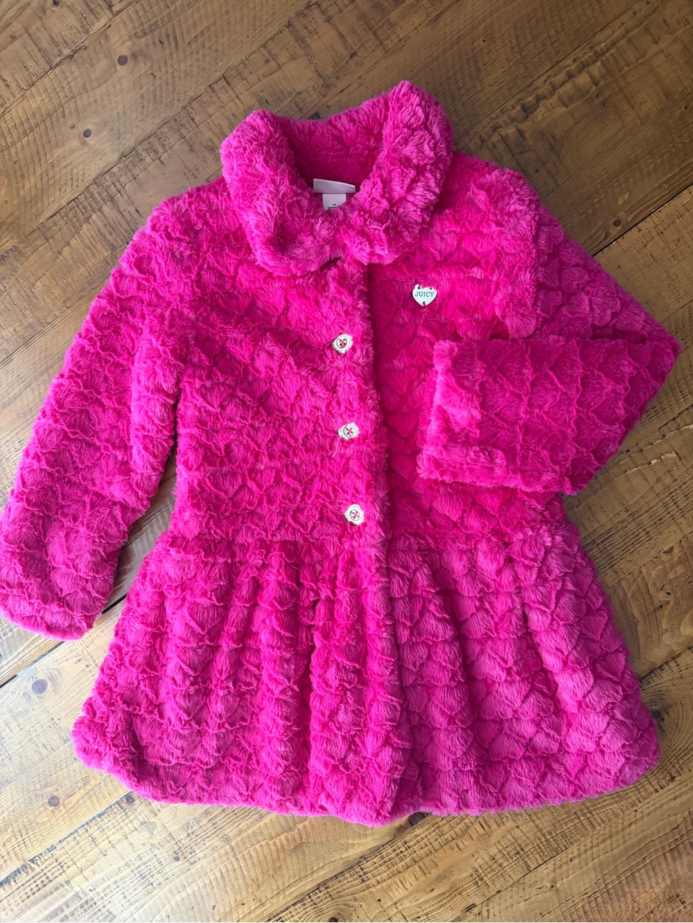 Girls Faux-Fur Coat in Hot Pink